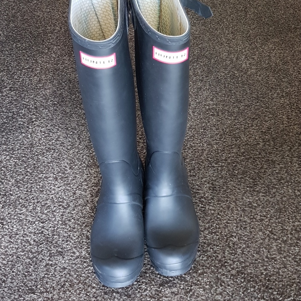 Hunter Wide Calf Black Matte Rain Boots